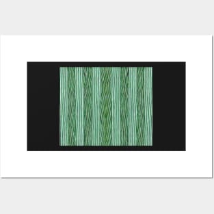 Green And White Vertical Striped - Spruce Green Aesthetic Lines Posters and Art